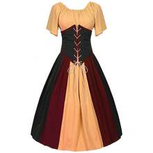 Cosplay Clothing - 20230818 Yellow Patchwork Women's Dress - View 2