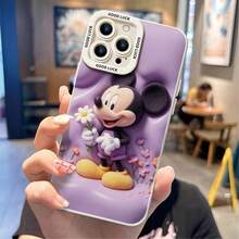 Disney Mickey Mouse Phone Case, Flower Protective Cover. Compatible With IPhone 17, 16, 15, 14, 13, 12, 11 Pro Series And Galaxy S22, S23, S24, S25 Models, Featuring A Plush-Style Mickey Holding A Daisy Against A Purple Background With Small Flowers, Perfect For Fans Of The Iconic Mouse, Ideal For Birthdays, Holidays, Anniversaries, Graduation Gifts, Or Any Special Occasion To Surprise Family, Friends, Classmates, And Loved Ones. - trắng - Xem 2