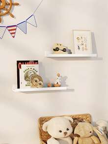 1 pieza Estantería de pared práctica, estantería decorativa de almacenamiento montada en la pared, estantería colgante de pared para TV, estantería de tablero de una sola pieza, estantería de pared para sala de estar, dormitorio, mesita de noche - Ver 9