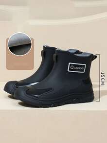 Botas de lluvia de suela gruesa para mujer, con una caña de 15 centímetros de altura, impermeables, botas para mujer, botas de lluvia mujer, antideslizantes y resistentes al desgaste; botas de lluvia para hombre, ideales para actividades al aire libre y para el uso diario. - Negro - Ver 6