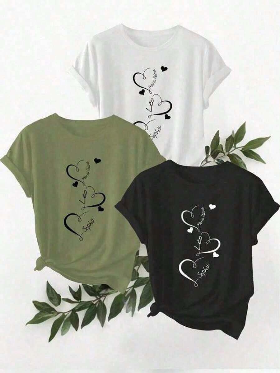 1pc Casual Cotton T-Shirt For Women, Sporty, Suitable For Spring, Summer, Autumn And Winter. And . 1 Piece Short Sleeve Set With Love Pattern Print 3539 Men's T-Shirt Tops - 白色 - 查看 1