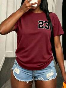 Free Shipping, Local Delivery In Mexico, Delivery In 4 Days. Women's Fitted Short-Sleeve Casual T-Shirt, Printed Blouses For Women's Clothing. - 紅色的 - 查看 5