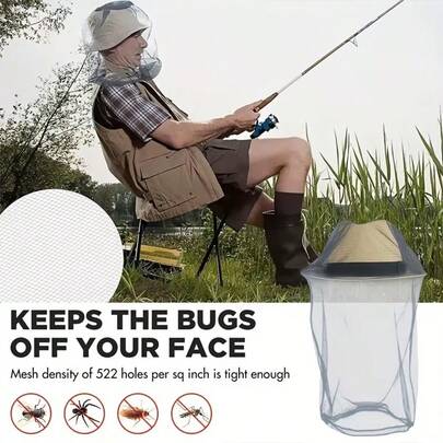 Máscara facial anti-mosquitos para exteriores, Cubierta anti-insectos para la cabeza, Red anti-mosquitos extra grande con máscara facial acoplada - Red anti-insectos resistente, tejido de malla fina, compatible con sombreros/cabezas, adecuada para pesca, caza - Previene el virus del Nilo Occidental y el virus Zika - Negro y verde (tela resistente) - Se ajusta a adultos y está diseñada para un flujo de aire máximo - Protege contra insectos, mosquitos, moscas, jejenes - Se ajusta a la mayoría de los sombreros - Fácil de limpiar y mantener - Perfecto para acampar, senderismo
