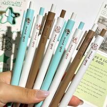 4支裝清新薄荷綠可愛熊形伸縮式凝膠筆，0.5mm筆尖，黑色墨水，書寫流暢且快速乾燥，適合學生、考試、練習、日記和專案工作，返校文具 - 小熊 - 查看 6