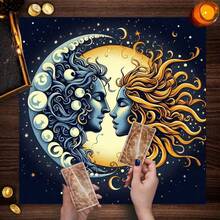 1 chiếc khăn trải bàn bói bài Tarot họa tiết huyền bí, mặt trăng tím, rắn, hoa, khăn trang trí bàn thờ, phù thủy, chiêm tinh học, bộ bài tiên tri, quà tặng. - Nhiều màu - Xem 5