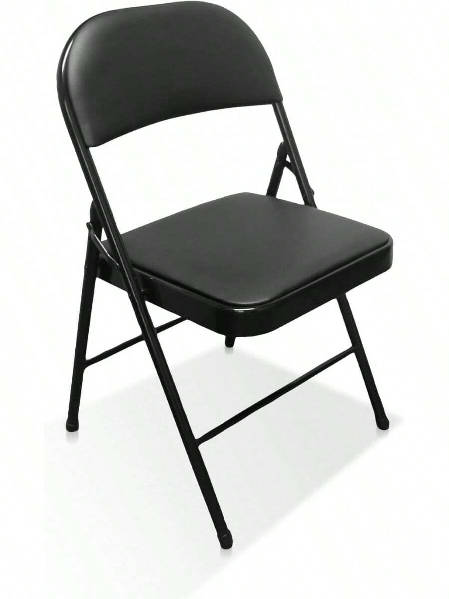 Foldable Padded Chair With Metal Frame Heavy Duty For Office Home Dining Easy Storage Black Pack Of 2 - 1 - 查看 1