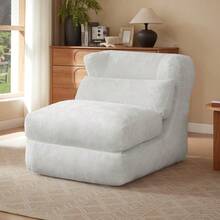 Fashion Design Chenille Relaxing Chair, Unique Design, Suitable For Living Room And Bedroom, Can Be Converted From A Single Chair Into A Recliner. - White - View 5