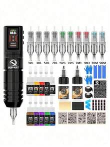 Wireless Tattoo Gun Kit, Equipped With 1600mAh Power Supply, LED Digital Display, All-In-One Tattoo Machine Set, Includes Tattoo Needles, Tattoo Ink, Complete Tattoo Kit, Suitable For Beginners And Tattoo Artists - Multicolor - View 1