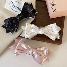 Clip para el cabello con lazo a cuadros en blanco y negro, estilo INS, accesorio de cabello minimalista de uniforme escolar británico para mujeres, festivales y fiestas - Lunares negros - Ver 5