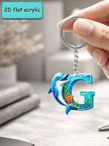 2D Flat Acrylic Keychain, Dolphin Letter Keychain, Novelty Keychain, 26 Letters, Dolphin, Marine Life, Keychain Accessories, Fashion Accessories, Suitable For Various Occasions Matching Keychain - Dolphin - View 31