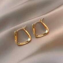 Khuyên tai vòng xoắn bằng bạc Sterling S925 thanh lịch - Thiết kế hình học thời trang, phù hợp để đeo hàng ngày và làm quà tặng. - Vàng - Xem 5