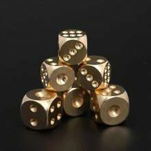 2 Handmade Solid Brass Dice- Polished Tabletop Game Dice, Durable Copper Material, Perfect For Bar Accessories And Creative Gifts, Action Game Type, Game Dice LMCQ - 2 Pure Copper Dice - View 3