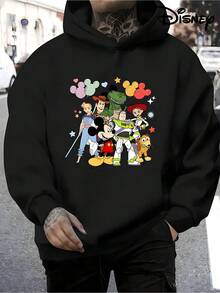 Disney Men's Casual Hoodie, Featuring A Group Photo Of All Members Of Toy Story, Classic Characters Such As Woody, Buzz Lightyear, , And Ham Pig, Fully Restoring The Joyful Atmosphere Of The Movie, Suitable For Toy Story Fans To Wea - màu đen - Xem 2
