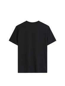 Women's Round Neck Printed Short Sleeve T-Shirt, Casual Loose Fit, Super Soft & Comfortable Fabric, Ins Street Fashion Style, Classic All-Match Graphic Tee, Breathable Lightweight Daily Basic Top, Perfect For Daily Wear, Casual Vacation, Office Commute, Outdoor Going Out, Weekend Gathering, Shopping And Leisure Activities, Ladies  Oversized Casual Pullover T-Shirt - 黑色 - 查看 3