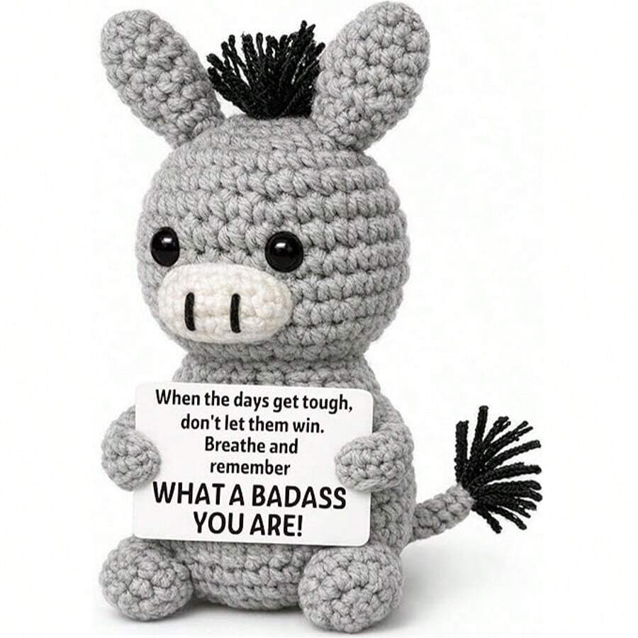 1pc Donkey Crochets Animals, An Inspirational Gift For Ladies, Men, Colleagues And Good Friends-Emotional Enhancement To Support The Little Mother's Holiday Basket Filler, Suitable For Grandchildren. - Multicolor - View 1