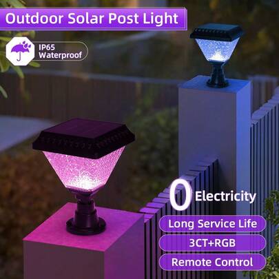 Đèn trụ năng lượng mặt trời ngoài trời hẹn giờ, đèn LED hàng rào sân vườn IP65, đèn trụ RGB điều khiển từ xa có thể điều chỉnh độ sáng, tự động bật/tắt, chiếu sáng năng lượng mặt trời cho đường phố, trang trí cảnh quan có thể tháo rời, phong cách nhà cổ điển, thích hợp cho vườn/bãi đậu xe/hành lang/hiên nhà/ban công/bồn hoa/ngã tư/cắm trại/bàn ngoài trời