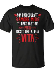 Camisetas combinando para casal Sommer Sanalentin - Estampa com a frase "Amor" em italiano (/) Conjuntos combinando, presentes para o Dia dos Namorados e aniversários de casamento, camisetas com frases em italiano para ele e para ela, laváveis à máquina, casuais, folgadas e confortáveis. - Voltar - Ver 5