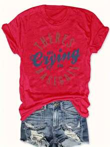 Women's Plus Size Graphic T-Shirt With The Phrase "No Regrets In Baseball" - Casual Crew Neck, Short Sleeve, Soft Fabric, Perfect For Autumn And Winter, Baseball Fan Clothing | Funny Letter T-Shirt | Soft Fabric T-Shirt - 紅色 - 查看 6