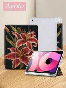 Ayotu 刺绣芙蓉花图案保护套，兼容 iPad 10.2 英寸 2021/2020 第九/八代，兼容三星 Galaxy Tab A8 10.5 英寸 2022，带笔槽，兼容 Kindle Paperwhite 第十二代 2024，支持自动睡眠/唤醒功能，时尚保护套。 - 彩色 - 查看 3