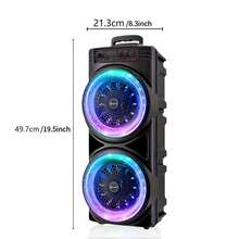 Giochem Portable Wireless Dual 8-Inch Speakers With Running Lights, Aperture With Microphone, High-Power Speaker, Outdoor Square Dance Karaoke Subwoofer, Outdoor Wireless Speaker, RGB Party Lighting, USB SD Card Reader, Remote Control - Perfect For Parties, DJs, Weddings, Conferences, Home Outdoor Sports - 升級版+麥克風 - 查看 2