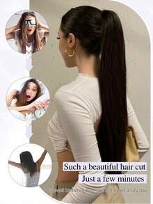 Wig Ekor Kuda Lurus Panjang 28 Inci, Wig Ekstensi Ekor Kuda Tali Serut Alami dan Tak Terlihat untuk Wanita, Cocok untuk Pemakaian Sehari-hari dan Kencan. - MultiWarna - View 4