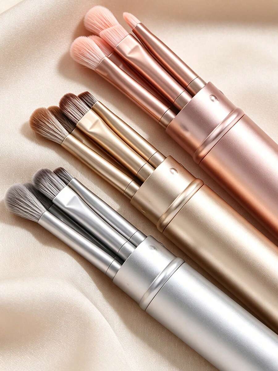 5件套眼影刷套装，全套化妆刷具，包含斜角眉刷 - 彩色 - 查看 1