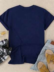 Camisetas gráficas CHICLY19 Camiseta con estampado de jubilación, camiseta casual de manga corta y cuello redondo para mujer, estampado con frase divertida de jubilación, camiseta holgada 100% algodón, camisetas de verano para mujer, perfecta para regalo de jubilación, fiesta de jubilación, uso diario, vacaciones, camisetas de algodón de verano. - Azul - Ver 6