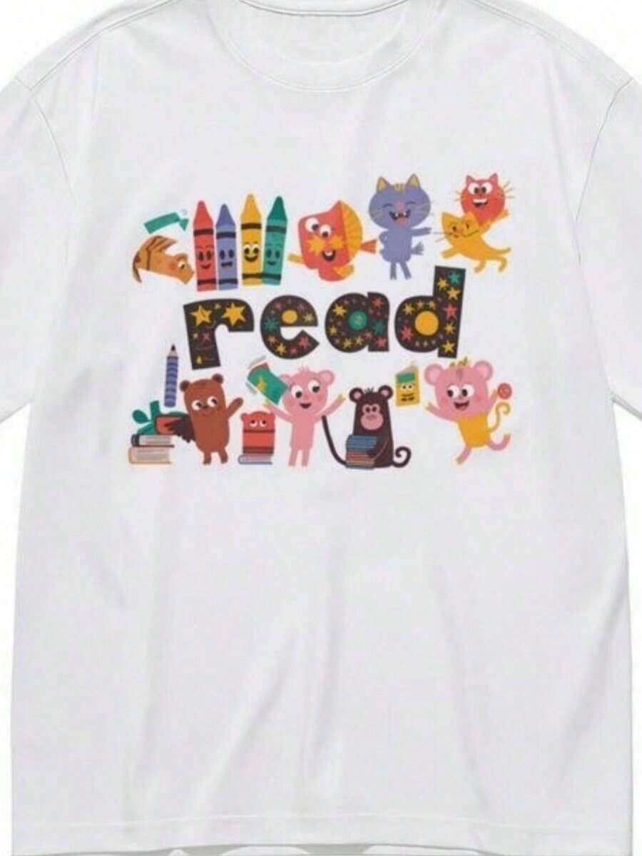 Camiseta Clásica Transpirable y Cómoda para Mujer con Gráfico de Manzana Colorida - Estilo Urbano Vintage Unisex, Camiseta de Algodón de Manga Corta y Cuello Redondo - Blanco 10 - Ver 1
