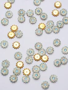 20/50/80/120pcs Set Rhinestone Beads, Fashionable Light Blue Rhinestone Decorative Beads For Jewelry Making, Suitable For Crafts - 14mm Light Blue Diamond - View 8