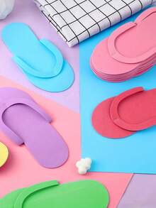 2/24Pcs Disposable Foldable EVA Foam Foot Massage Slippers, Multicolor Foldable Foot Massage Slippers, Suitable For Beauty Salons, Spa Hotels, Large Spa Parties, Disposable Foot Massage Sets, Nail Salon Slippers - Multicolor - View 6