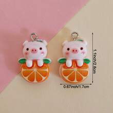 5/10 chiếc mặt dây chuyền hình chú heo cam dễ thương ngộ nghĩnh, phụ kiện làm trang sức DIY - Nhiều màu - Xem 3