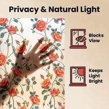 Fancy Rose Pattern Laser Window Sticker, Rainbow Effect Privacy Film For Glass, Aesthetic Static Cling Decorative Decal For Bedroom & Bathroom, 17.7" X 78.7" Window Privacy, Bedroom Window Decor, No Glue Window Decal, Removable Window Sticker, Aesthetic Home Decor, Glass Door Film, Rose Floral Pattern, Light Blocking Window Film, Decorative Glass Sticker, Home Window Decoration - 1PC - View 5