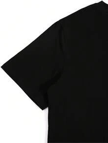 Women's Short-Sleeved T-Shirt With A Round Neck And Floral Print - Casual Blouse For Spring And Summer Outfits, Comfortable And Machine Washable Casual Wear, Versatile Pieces To Mix And Match. Loose-Fitting, Casual, And Versatile T-Shirt. One Piece Only, Not A 3-Piece Set. - 黑色 - 查看 4