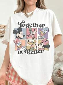 Disney's Comfortable Colors Mickey Mouse Is A Better Shirt For Friends, Vintage Disney Family Travel T-Shirt, Minnie Mouse Donald Duck Goofy Graphic T-Shirt, Plus Size Women's Clothing Is Unisex, And It Is An Excellent Gift. . Plus Size Women's Wear Is Unisex, Which Is An Excellent Gift. - 白色 - 查看 1