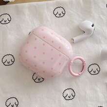 Minimalist Pink Polka Dot Patterns Bluetooth Earphone Case Pink Polka Dot Simple Design Earphone Case + Hanging Ring Set Compatible With Apple Pro3/ Pro2/ Pro/ 4/ 3/ 2 Spring Pastel Gift - Đỏ - Xem 1