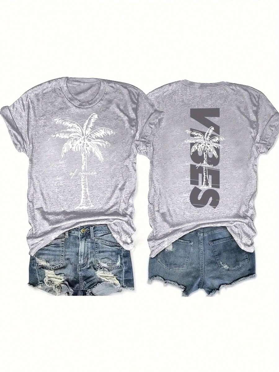 Tallas Grandes, Blusa de Manga Corta Oversize para Mujer - Top Casual de Cuello Redondo con Silueta en Línea, Ropa Casual de Primavera Verano de Manga Corta, Túnica Holgada Lavable a Máquina para Combinar y Relajarse (- - Gris Claro - Ver 1