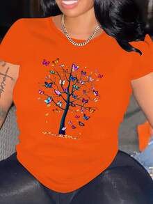 Camiseta Casual de Manga Corta con Estampado Personalizado - Blanco - Ver 8
