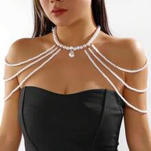 Dây chuyền eo nhiều lớp đính ngọc trai giả, kiểu dáng cô dâu. - Nhiều màu - Xem 1