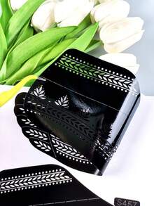 1pc Geometric Leaf Mandala Hollow Template Sticker, Leaf, Wavy Arc, Dotted Decorative Line, Foot Painting, Body Art Template, Spring/Summer Pattern Tattoo Template, Suitable For Wedding Design, Holiday Party, Foot Art Makeup Tattoo - Black - View 7
