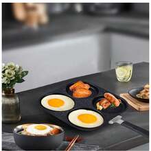 Frying Pan, 4-Piece Non-Stick Frying Pan Set, Multi-Function Breakfast Frying Pan, Cast Iron Egg Pan, Suitable For Eggs, Pancakes, Plett, Crepes, Applicable (Black B) - View 5