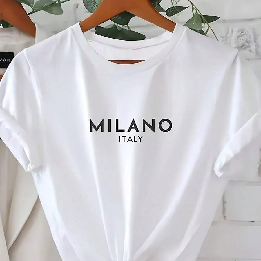 Milano Italy T-Shirt Minimalist Milan Travel City Graphic Tee Unisex Streetwear - 紅色 - 查看 1