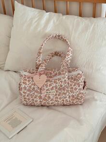 Bolso de mano acolchado con estampado floral campestre, bolso de gran capacidad para viajes cortos, artículos de tocador y uso diario, 3 estampados de color - Multicolor - Ver 7