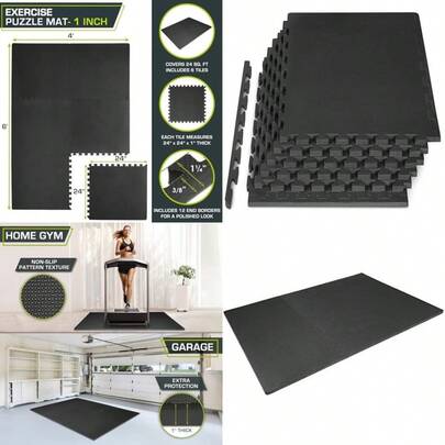 ProsourceFit Extra Thick Puzzle Exercise Mat ¾" and 1", EVA Foam Interlocking Tiles for Protective, Cushioned Workout Flooring for Home and Gym Equipment