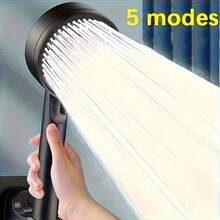 1pc 5-Mode High Pressure Shower Head, Handheld Water-Saving Strong Spray Showerhead With Rain/Pulse Spray Modes, Easy Installation - A - View 2