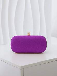 Dedoo 1pc Women's Elegant Clutch Bag With Sparkling Gold Rhinestone Decor, Suitable For Evening Party, Wedding, Cocktail - Purple - View 5