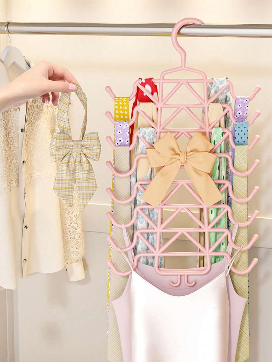 1/3 pièces Cintre multi-étages en plastique pour débardeurs, organisateur d'soutien-gorge économisant l'espace avec 18 crochets faciles d'accès. Porte-vêtements antidérapant pour camisoles, barres, cravates. Parfait pour le placard, la penderie, la maison, le dortoir, la chambre. Fournitures de rangement et d'organisation pour la maison - Voir 1