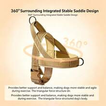 1pc Adjustable Reflective Nylon Soft Padded Tactical Dog Harness Vest, Suitable For Medium To Large Dogs, Durable And Non-Pulling, Ideal For Outdoor Walking, Hiking And Daily Use - Black - View 9