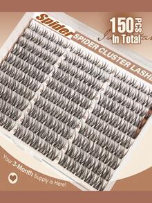 150pcs Spider Lash Clusters, 8mm-14mm Natural Lash Clusters, Kim K Style Wispy Breeze Lash Clusters, 150pcs Short Lash Extension With Invisible Band, CC-Curly For No Makeup - C - View 5