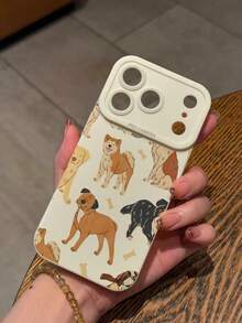 Funda de silicona líquida para teléfono móvil con estampado de perro y hueso en patrón crema, protección de Body completo, a prueba de golpes y caídas, de goma suave TPU compatible con iPhone y Galaxy - Multicolor - Ver 3