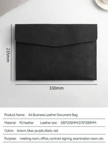 1个A4/A5尺寸PU皮革文件信封文件夹，带磁扣和笔槽，多功能办公文件收纳包，适用于商务、学习、会议等场合。 - 單件 - 查看 6